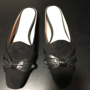 Black suede slip on shoes